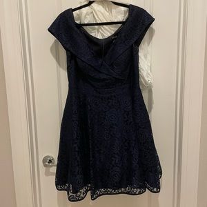 Blue lace plus size homecoming dress